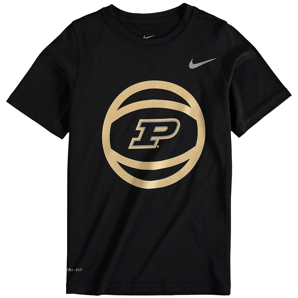 Youth Nike Black Purdue Boilermakers Basketball And Logo Performance T-Shirt - Image 2