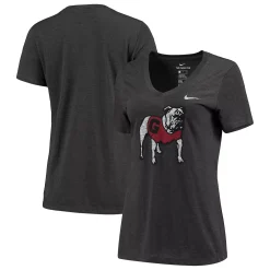 Women's Nike Heathered Black Georgia Bulldogs Vault Tri-Blend V-Neck T-Shirt