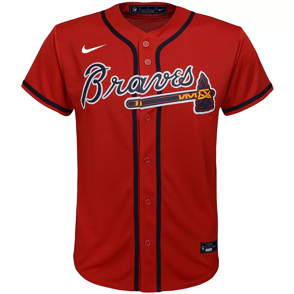 Youth Nike Ronald Acuña Jr. Red Atlanta Braves Alternate Replica Player Jersey - Image 3