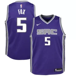 Youth Nike De'Aaron Fox Purple Sacramento Kings Swingman Jersey - Icon Edition