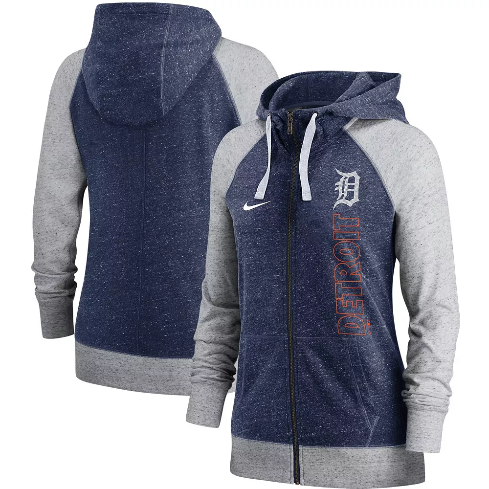 Women's Nike Navy Detroit Tigers In Pocket Gym Vintage Full-Zip Hoodie