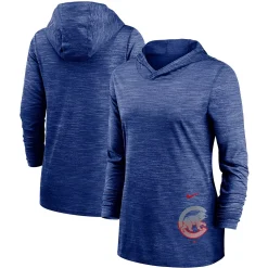 Women's Nike Heathered Royal Chicago Cubs Split Logo Legend Hoodie Training Performance Top