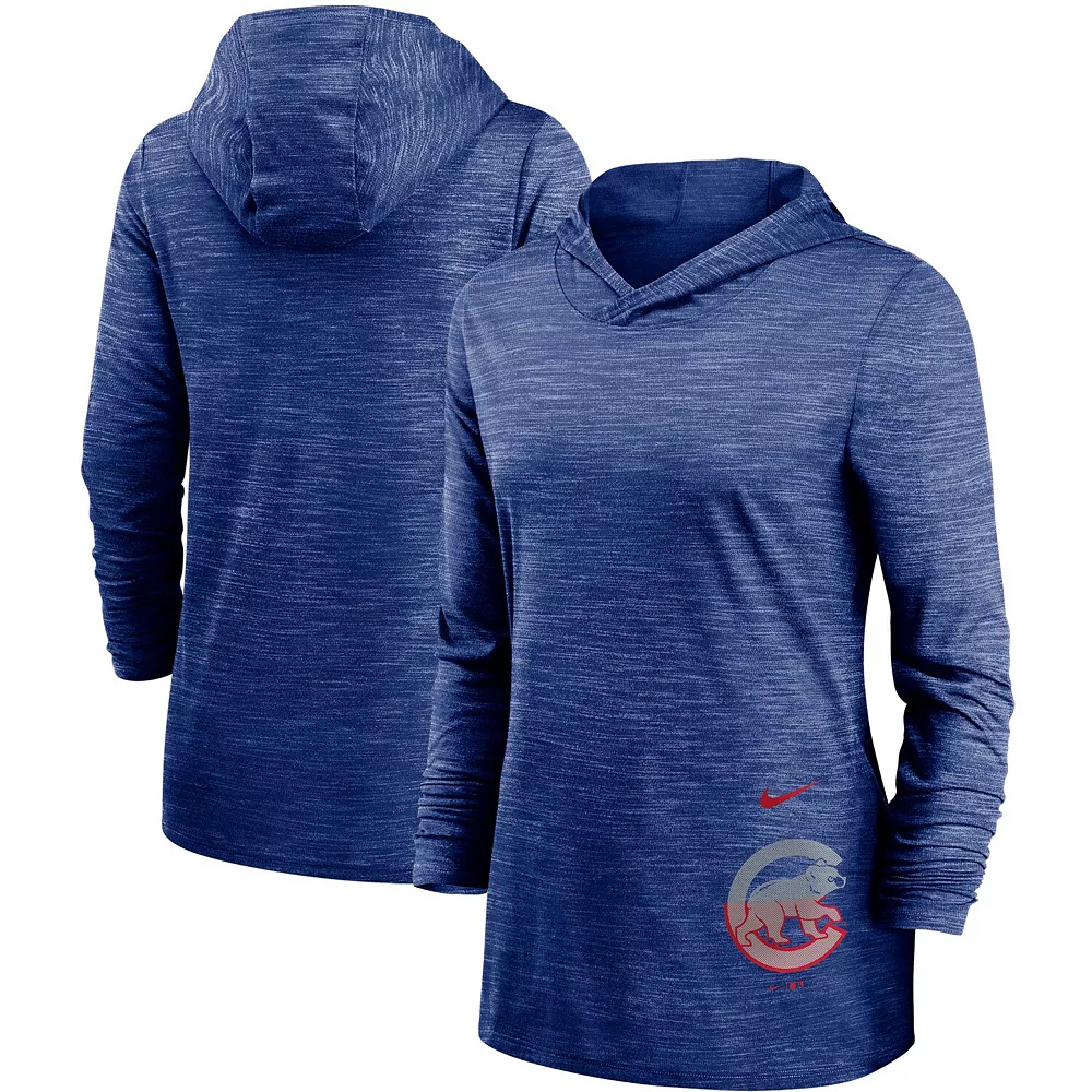 Women's Nike Heathered Royal Chicago Cubs Split Logo Legend Hoodie Training Performance Top