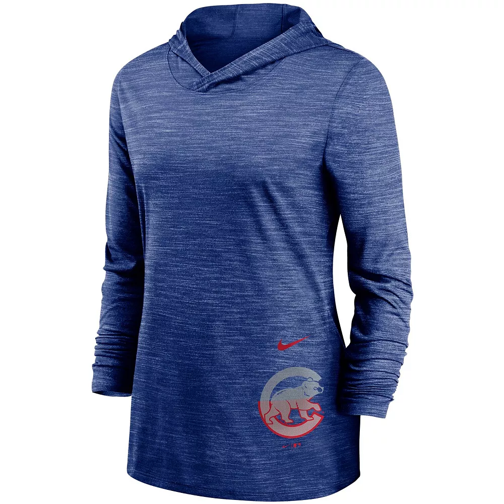 Women's Nike Heathered Royal Chicago Cubs Split Logo Legend Hoodie Training Performance Top - Image 3