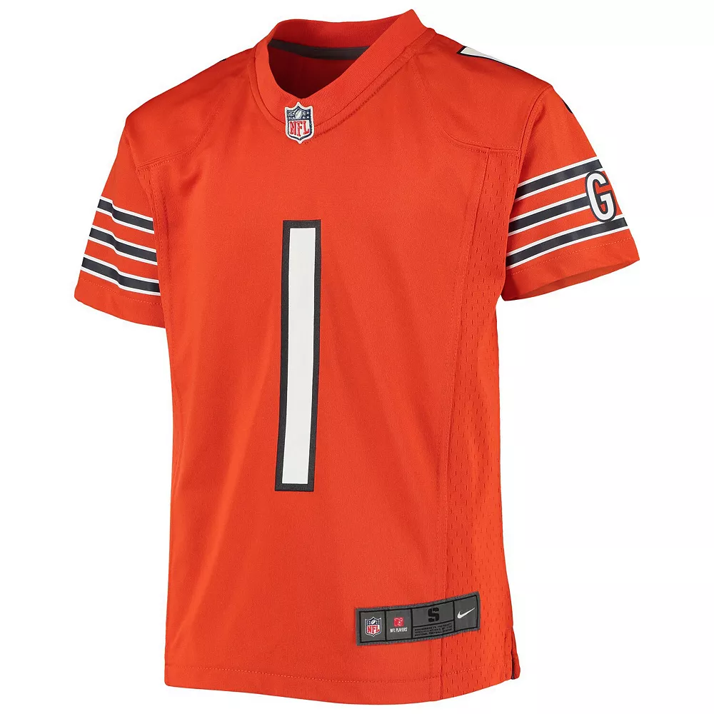 Youth Nike Justin Fields Orange Chicago Bears Game Jersey - Image 3