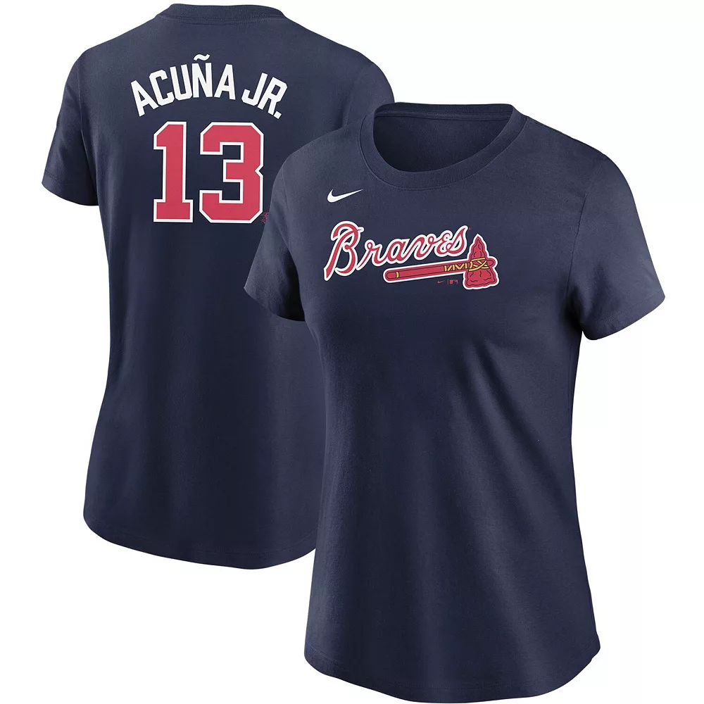 Women's Nike Ronald Acuna Jr. Navy Atlanta Braves Name & Number T-Shirt - Image 2
