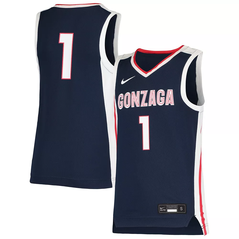 Youth Nike #1 Navy Gonzaga Bulldogs Team Replica Basketball Jersey - Image 2