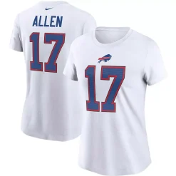 Women's Nike Josh Allen White Buffalo Bills Name & Number T-Shirt