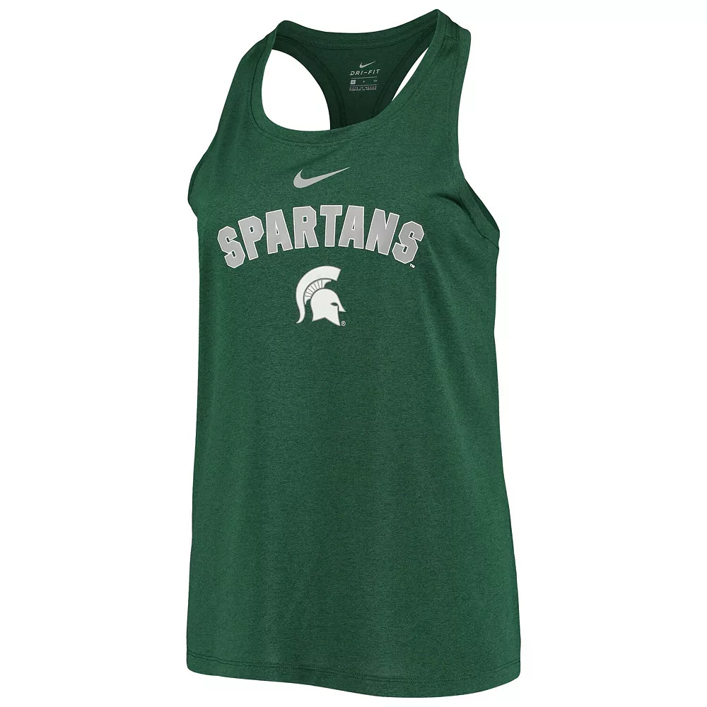 Women's Nike Green Michigan State Spartans Arch & Logo Classic Performance Tank Top - Image 3