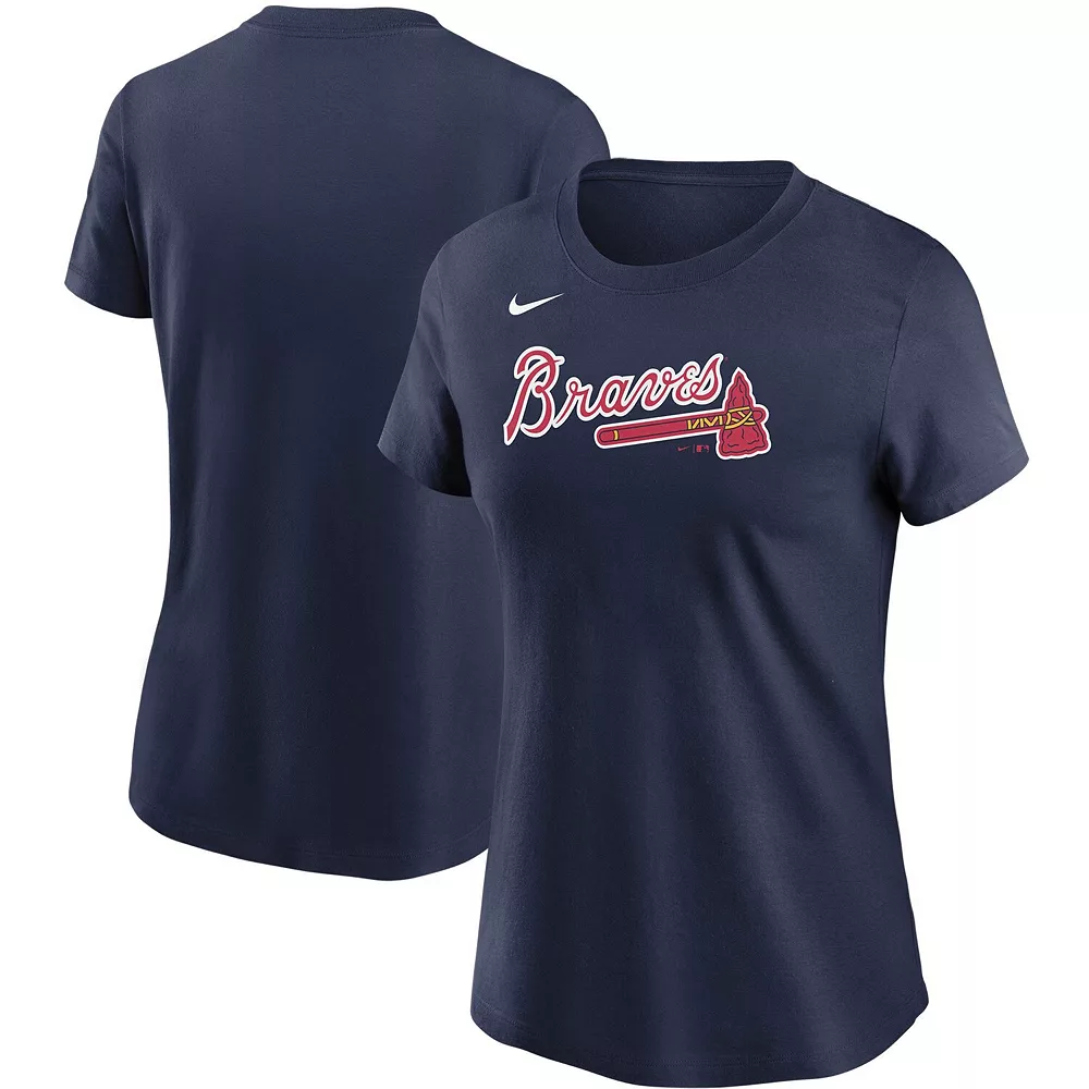 Women's Nike Navy Atlanta Braves Wordmark T-Shirt