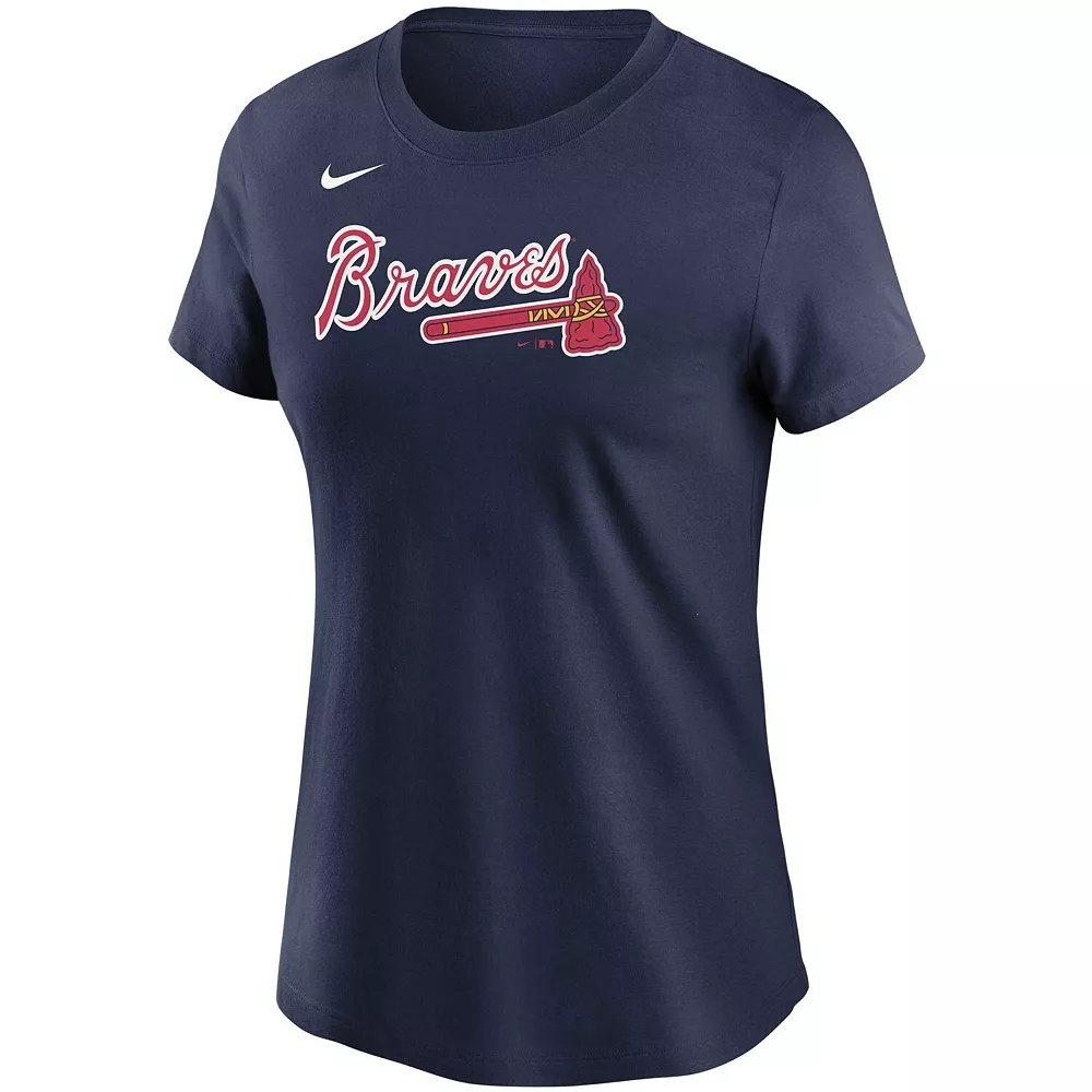 Women's Nike Navy Atlanta Braves Wordmark T-Shirt - Image 3