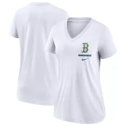 Women's Nike White Boston Red Sox 2021 City Connect Tri-Blend V-Neck T-Shirt