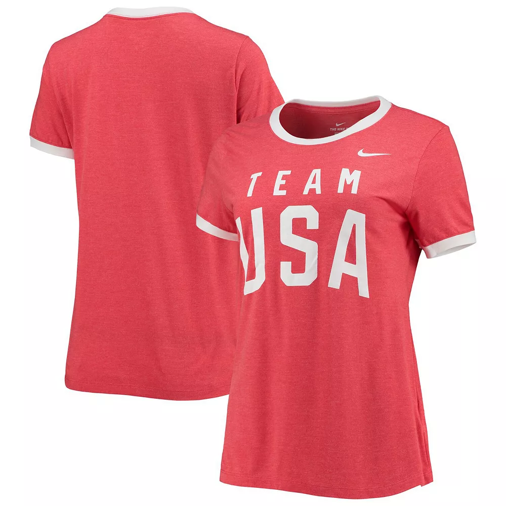 Women's Nike Red/White Team USA Tri-Blend Ringer T-Shirt