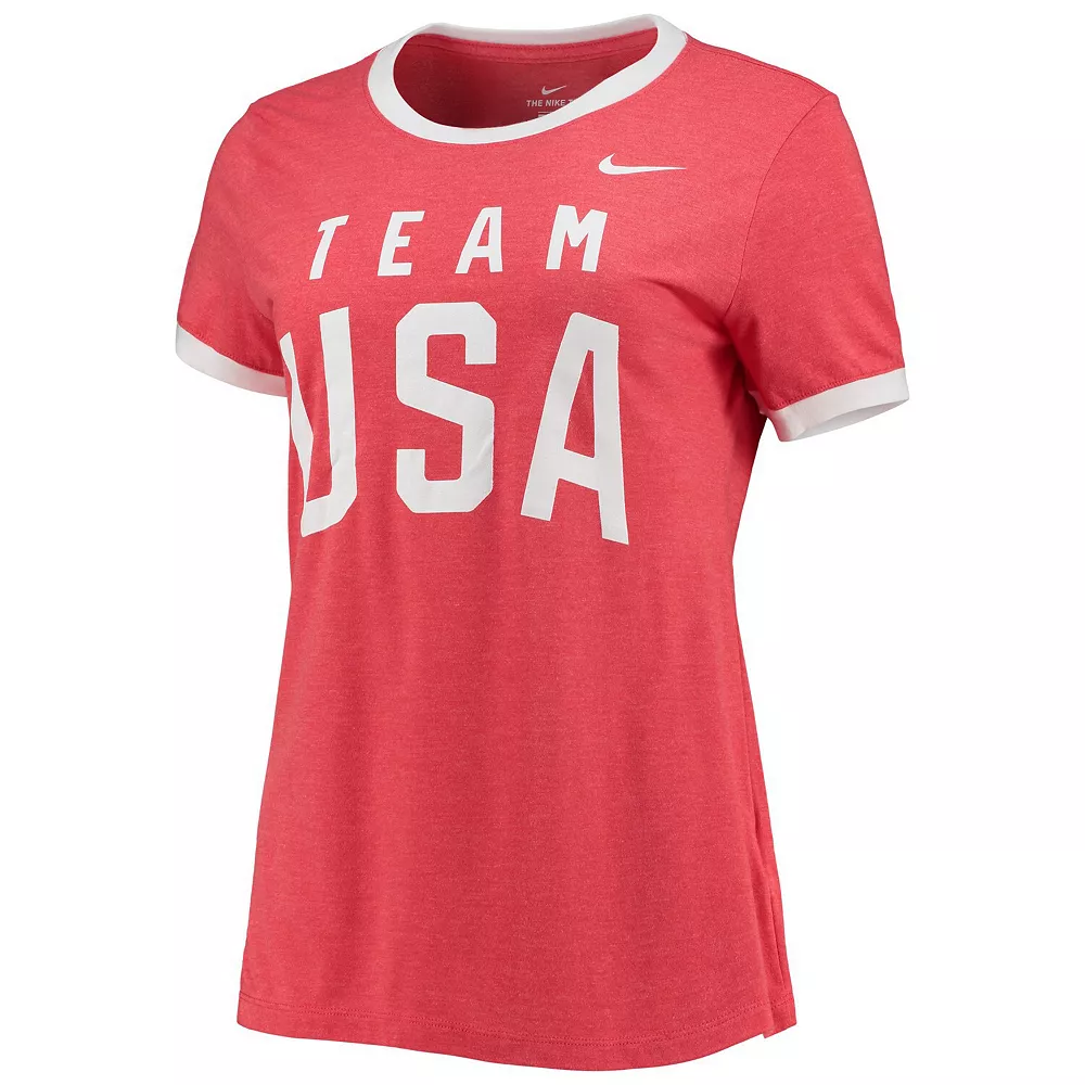 Women's Nike Red/White Team USA Tri-Blend Ringer T-Shirt - Image 3
