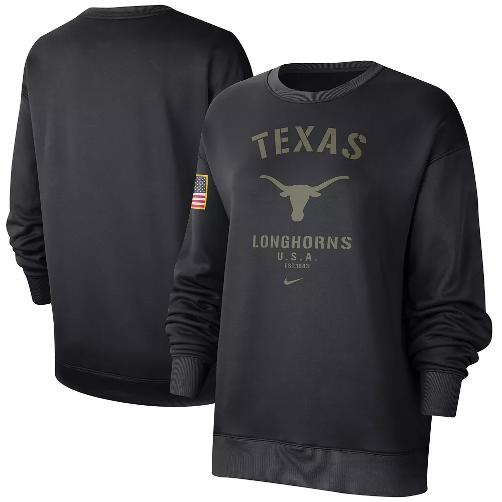 Women's Nike Black Texas Longhorns Military Appreciation Therma Performance All-Time Pullover Sweatshirt