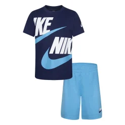 Boys 4-7 Nike Big Double-Logo Graphic Tee & Logo Shorts Set