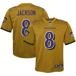 Youth Nike Lamar Jackson Gold Baltimore Ravens Inverted Team Game Jersey