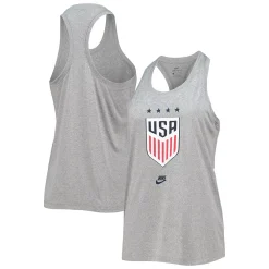 Women's Nike Heathered Gray USWNT Crest Legend Classic Performance Tank Top