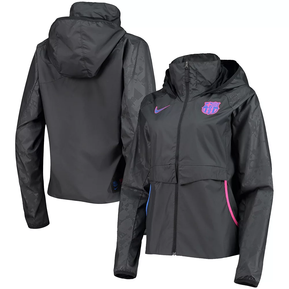Women's Nike Black Barcelona AWF Raglan Full-Zip Jacket