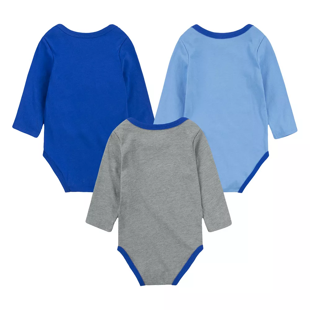 Baby Boys Nike Long Sleeve Bodysuits 3-Pack Set - Image 2
