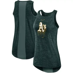 Women's Nike Green Oakland Athletics Logo Fade High Neck Performance Tank Top