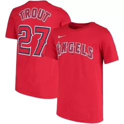 Youth Nike Mike Trout Red Los Angeles Angels Player Name & Number T-Shirt