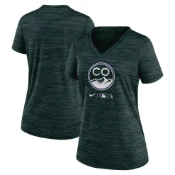Women's Nike Green Colorado Rockies Authentic Collection 2022 City Connect Velocity Performance V-Neck T-Shirt