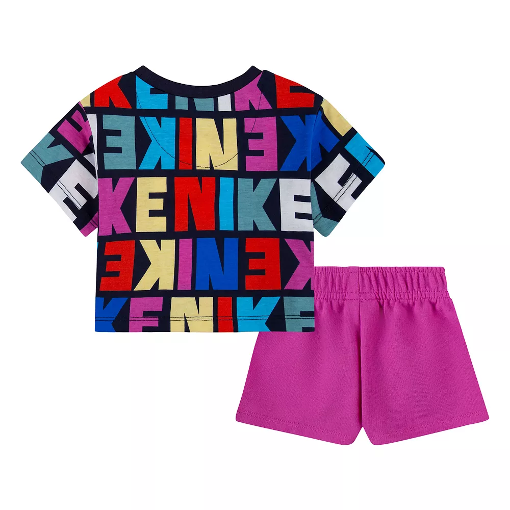 Baby Girl Nike Word Print Tee & Shorts Set - Image 2