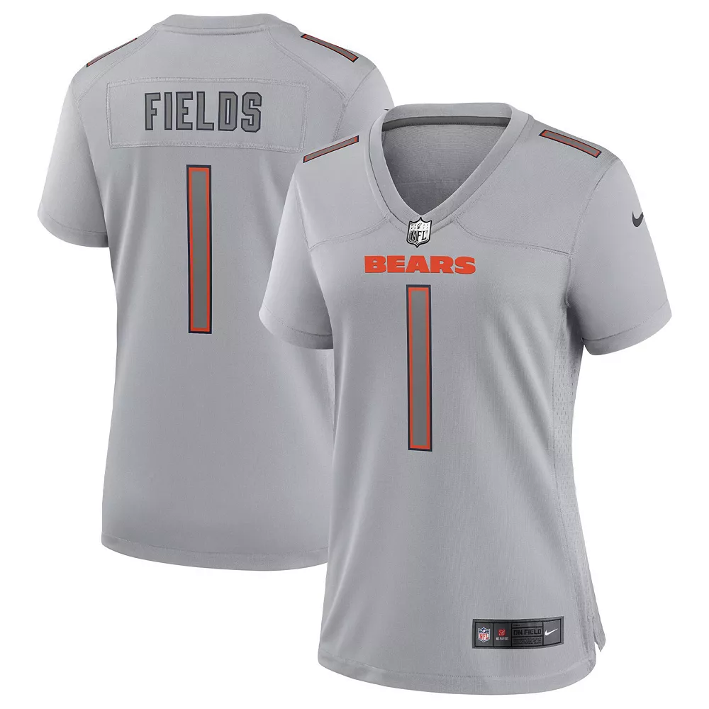 Women's Nike Justin Fields Gray Chicago Bears Atmosphere Fashion Game Jersey