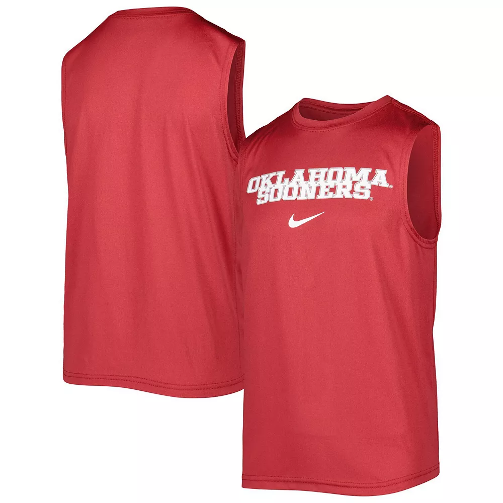 Youth Nike Crimson Oklahoma Sooners Legend Performance Sleeveless T-Shirt - Image 2