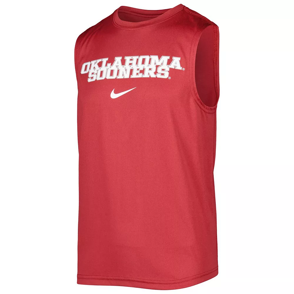 Youth Nike Crimson Oklahoma Sooners Legend Performance Sleeveless T-Shirt - Image 3