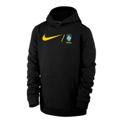Youth Nike Black Brazil National Team Lockup Club Fleece Pullover Hoodie