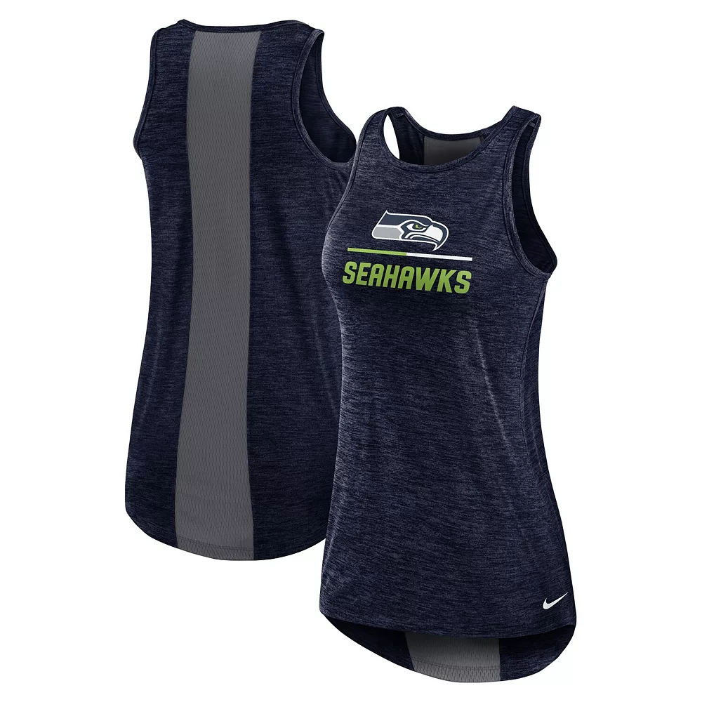Women's Nike College Navy Seattle Seahawks High Neck Performance Tank Top - Image 2